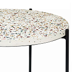 Кофейный столик с круглой разноцветной столешницей на 4-х черных ножках Multicolored Stone Composite варинант исполнения - 2 | Loft Concept в Красноярске