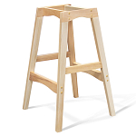 Барный стул со спинкой и подлокотниками на 4-х деревянных ножках Бежевый Велюр Ava Charm варинант исполнения - 3 | Loft Concept в Красноярске