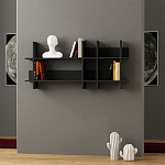 Полка прямая подвесная двухъярусная цвета антрацит BEADS BOOKCASE ANTHRACITE варинант исполнения - 1 | Loft Concept в Красноярске