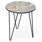 Стол журнальный c круглой столешницей из стекла серого цвета Gray and Gold Marble варинант исполнения - 1 | Loft Concept в Красноярске