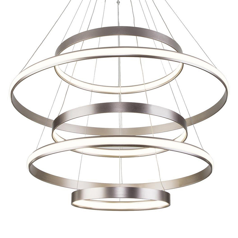 Люстра Light Ring Vertical Silver 5 колец серебро Никель Сатин в Красноярске | Loft Concept 