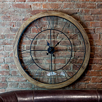 Часы настенные деревянные с римскими цифрами чёрного цвета Clock with History варинант исполнения - 2 | Loft Concept в Красноярске