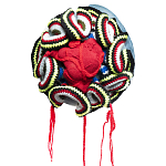 Подушка из джинсовой одежды и вязания Heart&Brain 2 варинант исполнения - 1 | Loft Concept в Красноярске