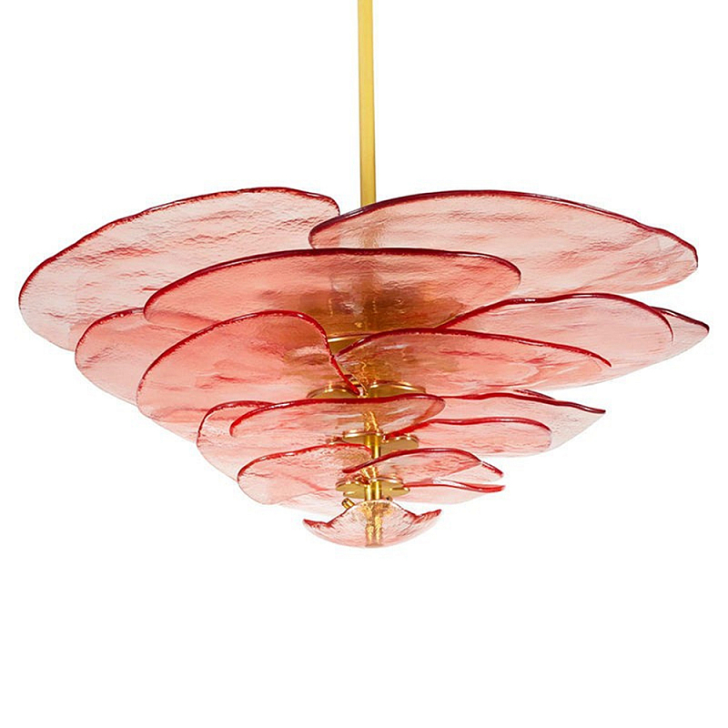 Люстра из розового стекла в форме листьев лотоса Glass Pink Sculpture Розовый Люстра из розового стекла в форме листьев лотоса Glass Pink Sculpture Розовый в Красноярске | Loft Concept