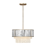 Люстра круглая с подвесками из текстурированного стекла молочного цвета Hinkley варинант исполнения - 9 | Loft Concept в Красноярске