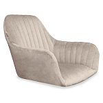 Барный стул со спинкой и подлокотниками на 4-х коричневых деревянных ножках Бежевый Велюр Ava Charm варинант исполнения - 5 | Loft Concept в Красноярске