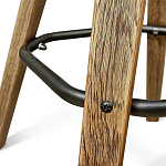 Барный стул со спинкой и металлической подставкой на 4-х деревянных ножках Зеленый Велюр Vendramin Chair варинант исполнения - 7 | Loft Concept в Красноярске