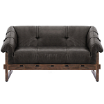 Двухместный диван Duncan винтажная черная кожа варинант исполнения - 1 | Loft Concept в Красноярске