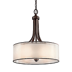 Люстра подвесная с двойным круглым плафоном из органзы и матового стекла Kichler варинант исполнения - 5 | Loft Concept в Красноярске