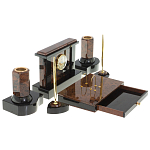 Настольный письменный набор с часами из природного камня обсидиана Royal Stone варинант исполнения - 3 | Loft Concept в Красноярске