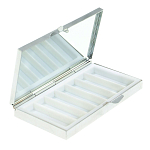 Таблетница карманная прямоугольная на 7 отделений с зеркалом и накладкой из натурального камня Содалит Silver Stone Pillboxes варинант исполнения - 2 | Loft Concept в Красноярске