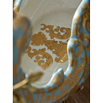 Чаша голубого цвета с оранментом и и бронзовыми фигурами леопардов Eden Garden варинант исполнения - 11 | Loft Concept в Красноярске