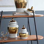 Ваза белая с крышкой и золотистыми фрагментами 24 см Chinoiserie Ceramics варинант исполнения - 4 | Loft Concept в Красноярске