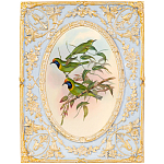 Декоративный постер с изображением птиц в раме с рельефным растительным узором Blooming Birds Poster варинант исполнения - 4 | Loft Concept в Красноярске