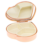 Таблетница карманная в форме сердца с 3-мя отделениями с зеркалом и накладкой из натурального камня Лепидолит Red Gold Stone Pillboxes варинант исполнения - 3 | Loft Concept в Красноярске