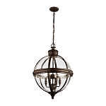 Подвесной светильник бронзового цвета с прозрачным стеклянным плафоном в форме шара в индустриальном стиле на цепи 4 лампы Feiss варинант исполнения - 2 | Loft Concept в Красноярске