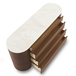 Дизайнерский комод овальной формы с белой столешницей и 4-мя ящиками Gioli варинант исполнения - 1 | Loft Concept в Красноярске