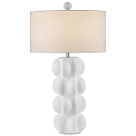 Настольная лампа белая с тканевым абажуром в форме цилиндра Morphing варинант исполнения - 3 | Loft Concept в Красноярске