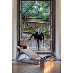 Дизайнерское кресло на металлическом каркасе с подставкой для ног Poltronova Mies Armchair варинант исполнения - 7 | Loft Concept в Красноярске