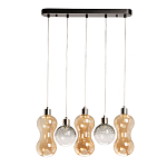 Люстра с 3-мя плафонами волнообразной формы цвета янтарь и 2-мя прозрачными шарообразными плафонами Lucid Rain  варинант исполнения - 2 | Loft Concept в Красноярске