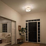 Потолочный светильник с двойным цилиндрическим плафоном из белого стекла и прозрачной органзы Kichler варинант исполнения - 10 | Loft Concept в Красноярске