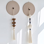 Аксессуар на стену диск с деревянными бусинами Wall Decor Thread Disc  варинант исполнения - 1 | Loft Concept в Красноярске