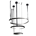 Люстра подвесная с 3-мя кольцами из кожаных ремней черного цвета Half Ring Horizontal  варинант исполнения - 2 | Loft Concept в Красноярске