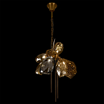 Люстра подвесная со стеклянными плафонами из дымчатого и золотистого с тремя вертикальными подвесками Gilded Mirage  варинант исполнения - 6 | Loft Concept в Красноярске