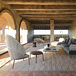 Дизайнерский кофейный стол из дерева с керамической столешницей уличный SWAY Coffee Table варинант исполнения - 9 | Loft Concept в Красноярске