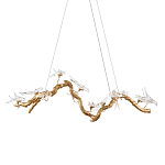 Люстра подвесная линейная с прозрачными стеклянными птичками на ветвях Serip Voa варинант исполнения - 1 | Loft Concept в Красноярске
