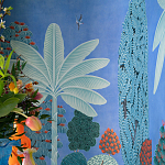 Обои ручная роспись Malwa Special Colourway on blue painted Xuan paper варинант исполнения - 2 | Loft Concept в Красноярске