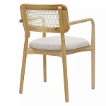 Стул обеденный с мягким сиденьем и спинкой из плетеного ротанга Wood and Textile Chair варинант исполнения - 3 | Loft Concept в Красноярске