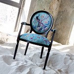 Полукресло из массива бука бирюзовое с изображением птиц и цветов Turquoise Chinoiserie Garden Chair варинант исполнения - 6 | Loft Concept в Красноярске