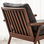 Кресло c каркасом из массива дерева и мягкой кожаной обивкой Walnut Armchair варинант исполнения - 9 | Loft Concept в Красноярске
