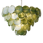 Люстра из зеленых стеклянных дисков с перламутровым эффектом Green Glowing Glaze варинант исполнения - 6 | Loft Concept в Красноярске