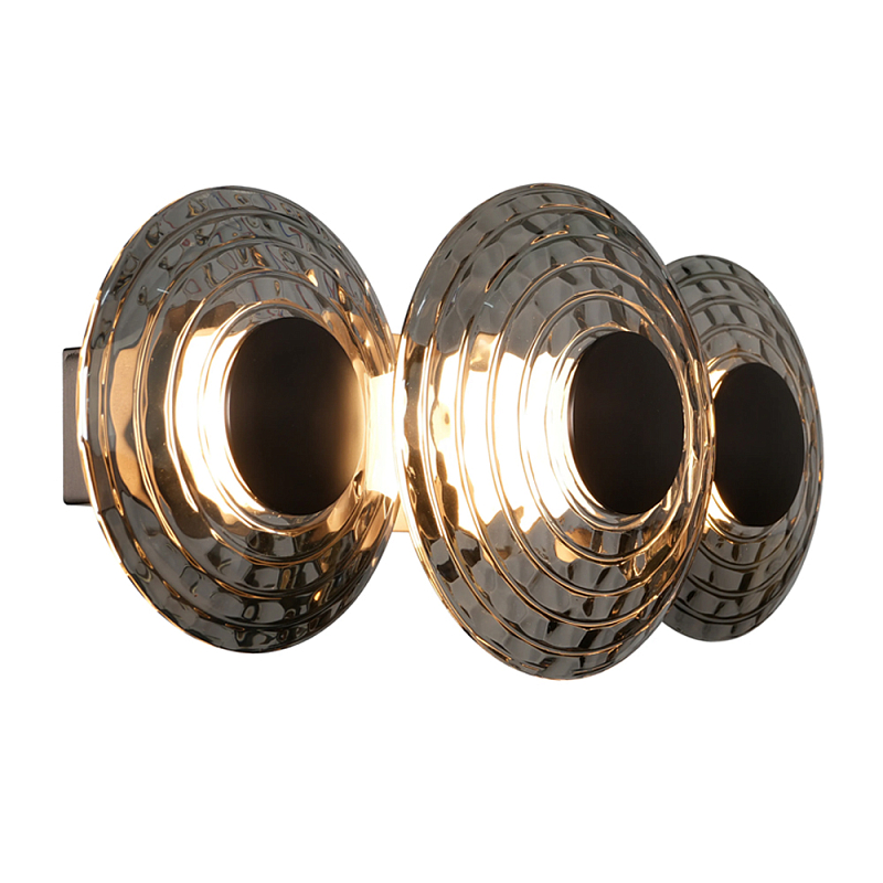 Бра из трех стеклянных фактурных дисков Eyepiece Прозрачный Янтарный Дымчатый (Smoke) в Красноярске | Loft Concept 