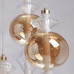 Люстра с плафонами из прозрачного и янтарного стекла в виде шаров и ромбов Gabriel Scott Luna варинант исполнения - 9 | Loft Concept в Красноярске