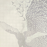 Обои ручная роспись в стиле Арт-деко Whistler Peacocks Special Colourway on 12 Carat White Gold gilded silk варинант исполнения - 2 | Loft Concept в Красноярске