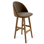 Барный стул со спинкой на 4-х деревянных ножках Коричневый Велюр Vendramin Chair  варинант исполнения - 1 | Loft Concept в Красноярске