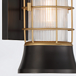 Настенный фонарь цилиндрической формы с рифленым стеклом в золотом каркасе на черном прямоугольном основании Eurofase варинант исполнения - 14 | Loft Concept в Красноярске