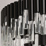 Люстра круглая из матового черного металла с подвесками из прозрачных стеклянных трубок Noir Tubes варинант исполнения - 7 | Loft Concept в Красноярске