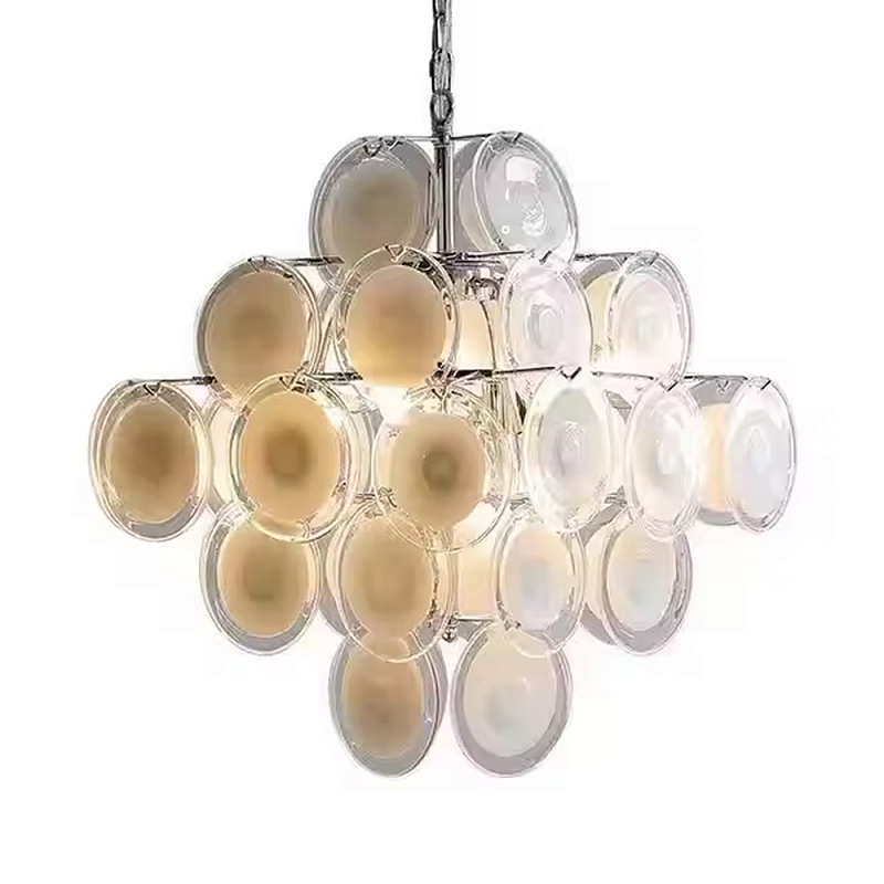Люстра с каскадом из круглых декоративных элементов White Clear Glass Chandelier Белый Хром Прозрачный Люстра с каскадом из круглых декоративных элементов White Clear Glass Chandelier Белый Хром Прозрачный в Красноярске | Loft Concept