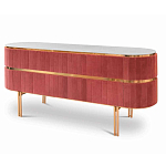 Дизайнерский комод овальный с розовой бархатной обивкой Edith варинант исполнения - 1 | Loft Concept в Красноярске