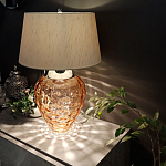 Настольная лампа с фактурным стеклянным основанием красного цвета с хромированной деталью у горловины и белым абажуром из искусственного шёлка Elstead Lighting варинант исполнения - 2 | Loft Concept в Красноярске