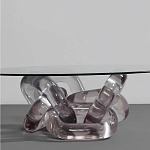 Дизайнерский журнальный стол с круглой прозрачной столешницей и основанием в виде цепи Hua Wang варинант исполнения - 1 | Loft Concept в Красноярске