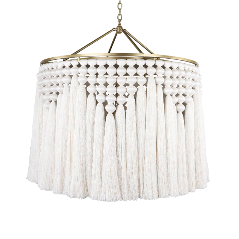 Люстра белая плетеная с кисточками Boho Tassel Chandelier Белый Латунь в Красноярске | Loft Concept 