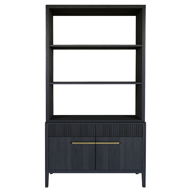 Стеллаж Primo с ящиками Черный дуб  Черный матовый в Красноярске | Loft Concept 