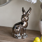 Статуэтка заяц из текстурированной терракоты и покрытый глянцевой краской под бронзу Rabbit Charm  варинант исполнения - 5 | Loft Concept в Красноярске