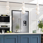 Подвесной светильник белого цвета с тремя геометрическими плафонами Alora Mood варинант исполнения - 12 | Loft Concept в Красноярске