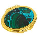 Зеркало карманное складное овальное из натурального камня Малахит с Хризоколлой Gold Stone Mirrors варинант исполнения - 1 | Loft Concept в Красноярске